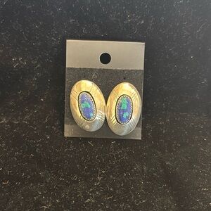 Vintage sterling silver and lapis earrings pierced